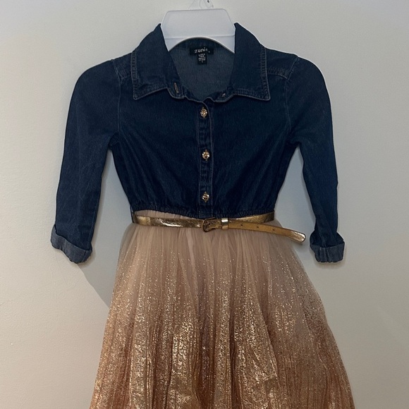 Zunie Denim and Gold Sparkle Dress - Picture 13 of 14